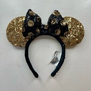 Disney Sequin Minnie Mouse Ears Headband - Black & Gold